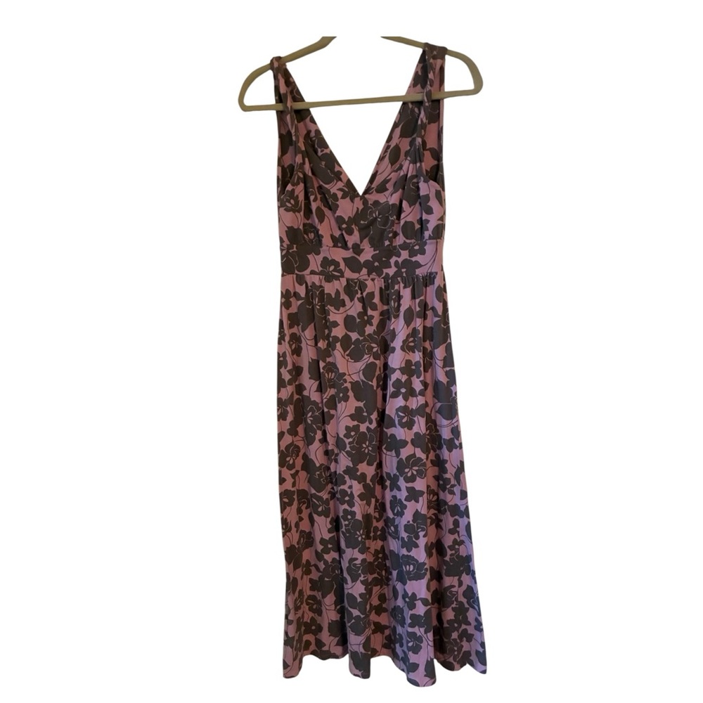 Garnet Hill Pink & Gray Floral Maxi Dress Size XS
